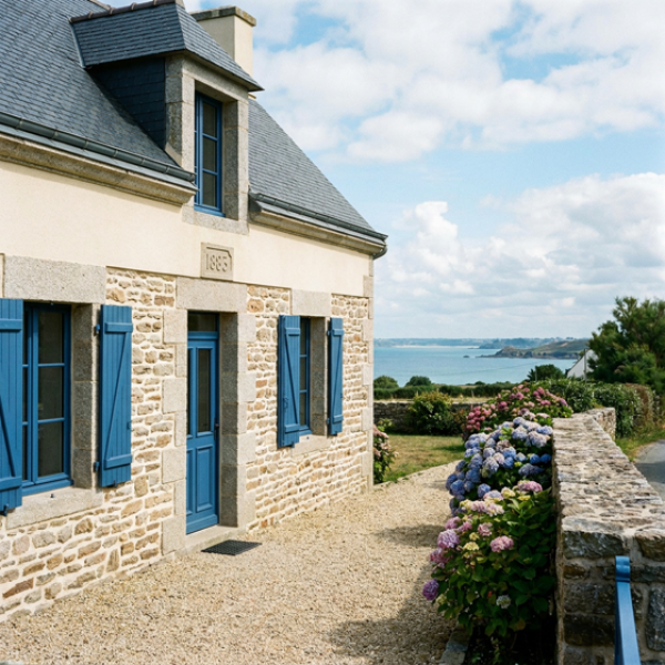 Façade de maison après ravalement en Bretagne