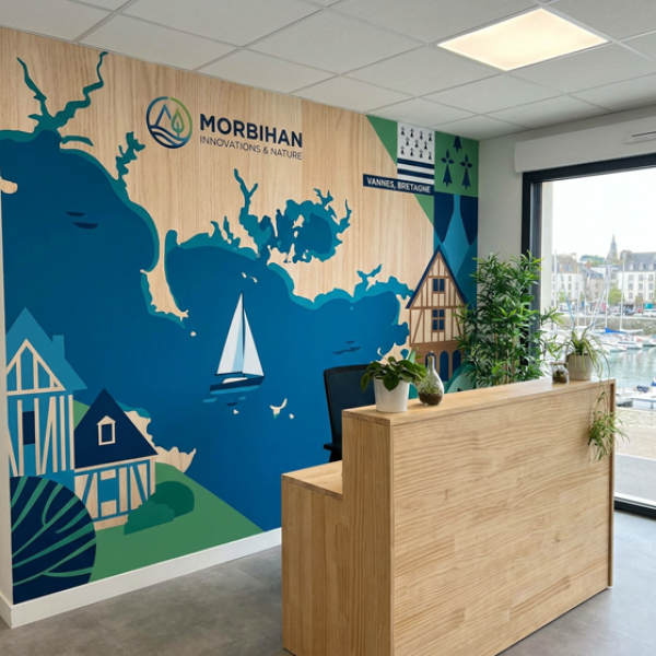 Mur d'accueil personnalisé pour une entreprise à Vannes
