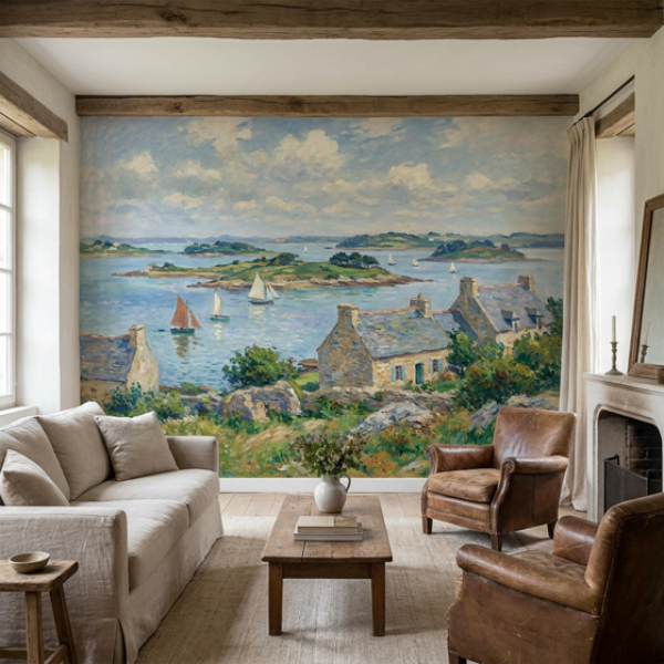 Impression murale d'un paysage du Golfe du Morbihan dans un salon